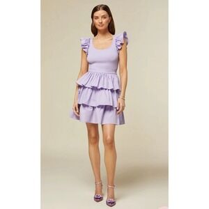 Rachel‎ parcell Ruffle Sleeve Tiered Dress Purple Sleeveless Mini Summer Party 8